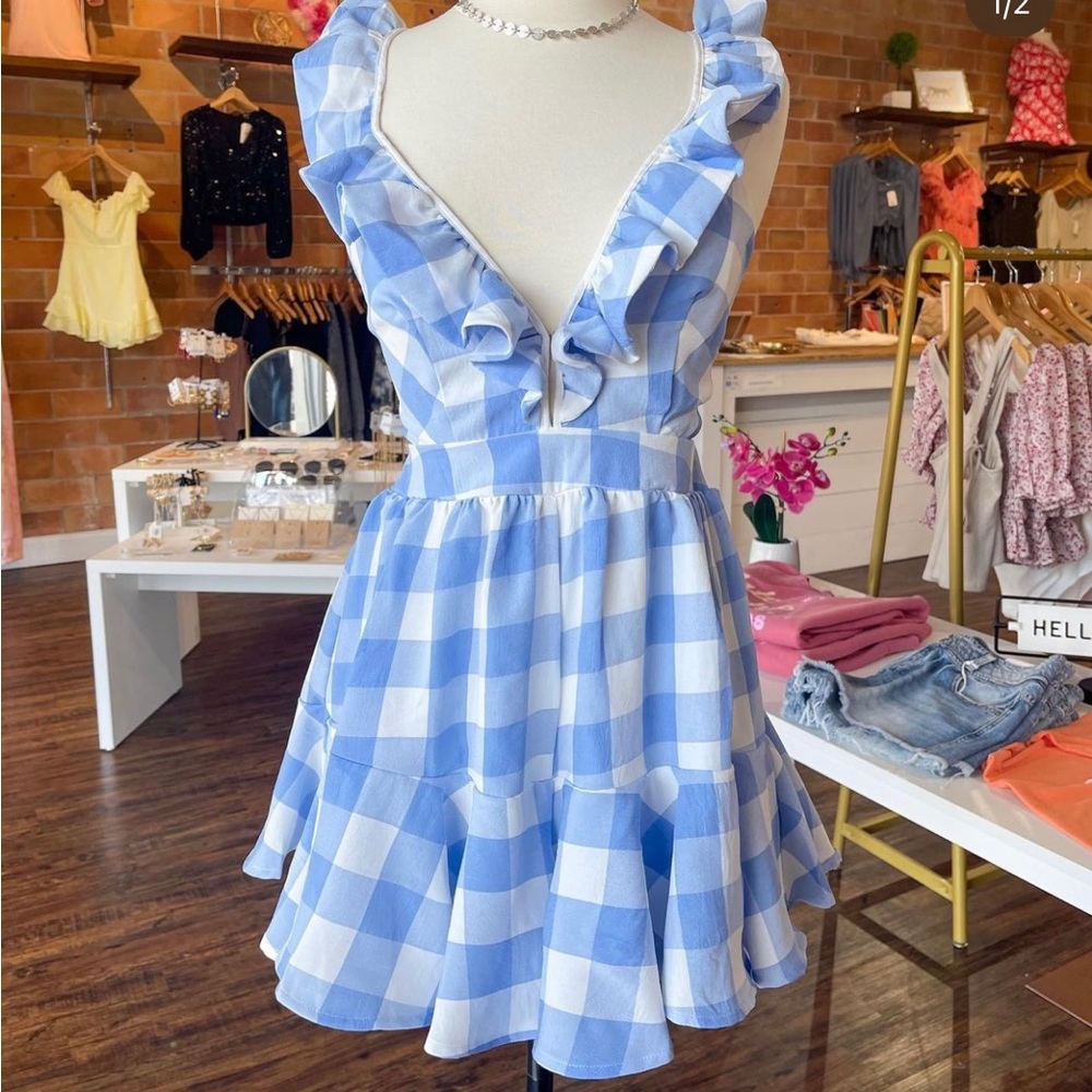 Ruffle Gingham Romper